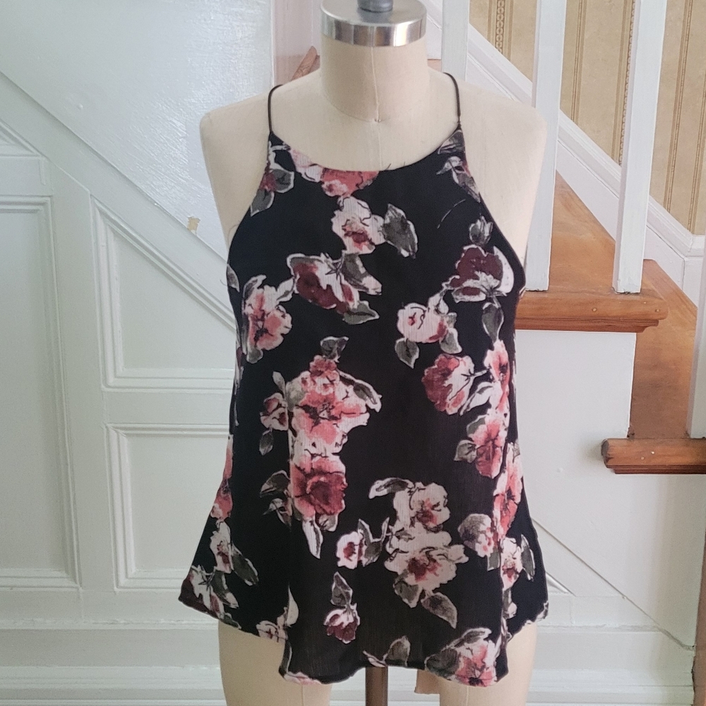 PAPERMOON Halter Neck Top Floral Tank Top Cami Size Small - Picture 1 of 7